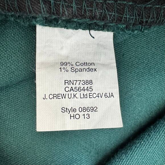 J Crew Toothpick Jeans Green Crushed Velvet Women’s 27 Tall Ankle Stretch Boho - Picture 10 of 12